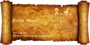 Koth Axel névjegykártya